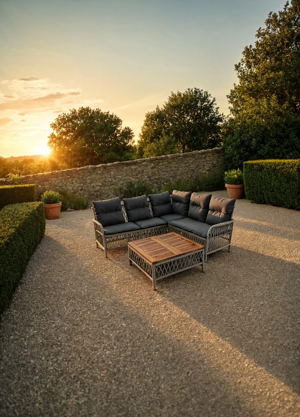 Customer photo review of PE Rattan L-Shaped Garden Corner Sofa Set with Acacia Coffee Table | GardenCorner