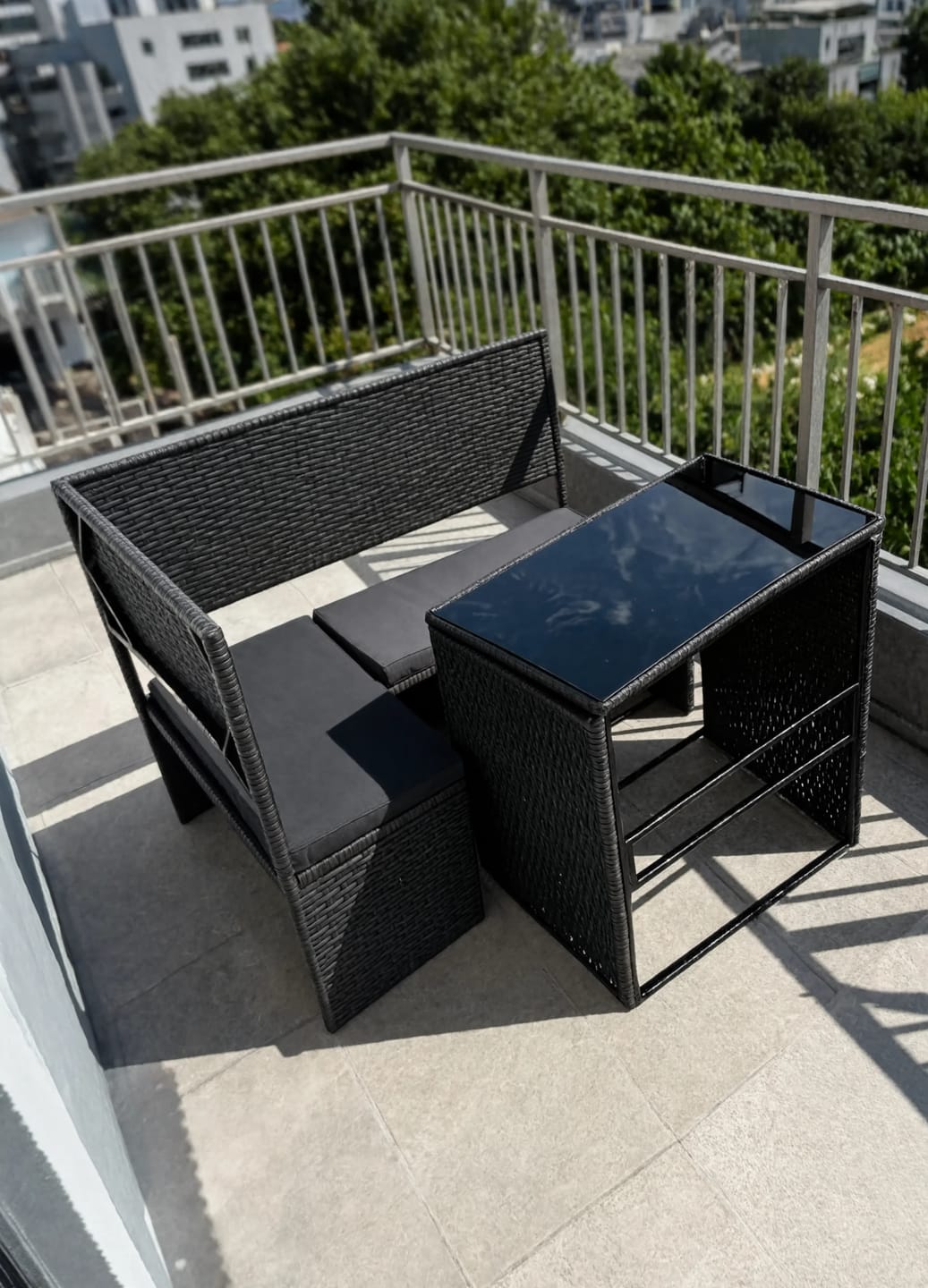 Customer photo review of PE Rattan L-Shaped Garden Corner Sofa Set with Foldable Table | GardenCorner