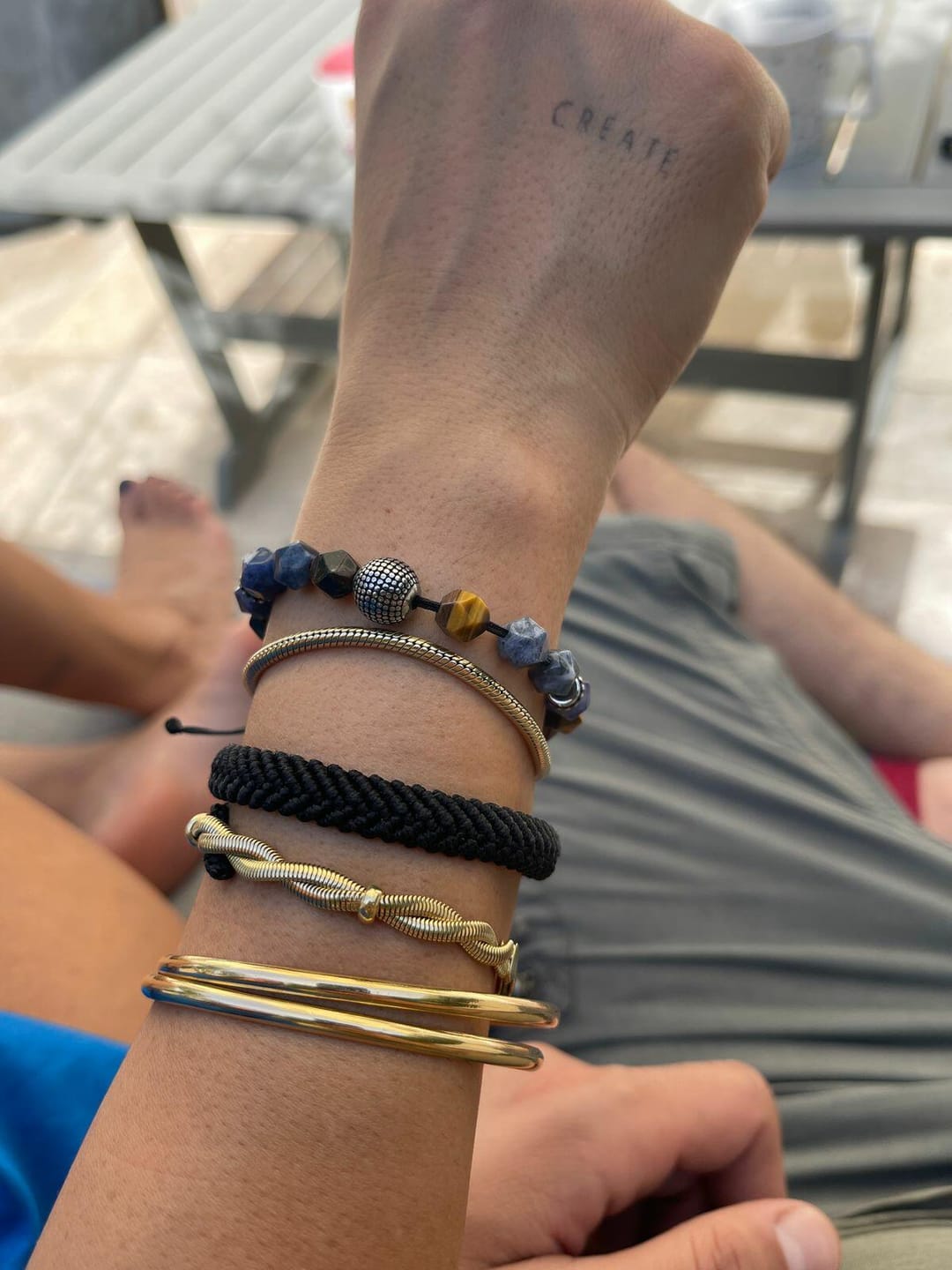 Customer photo review of Faceted Sodalite Tiger Eye Bracelet