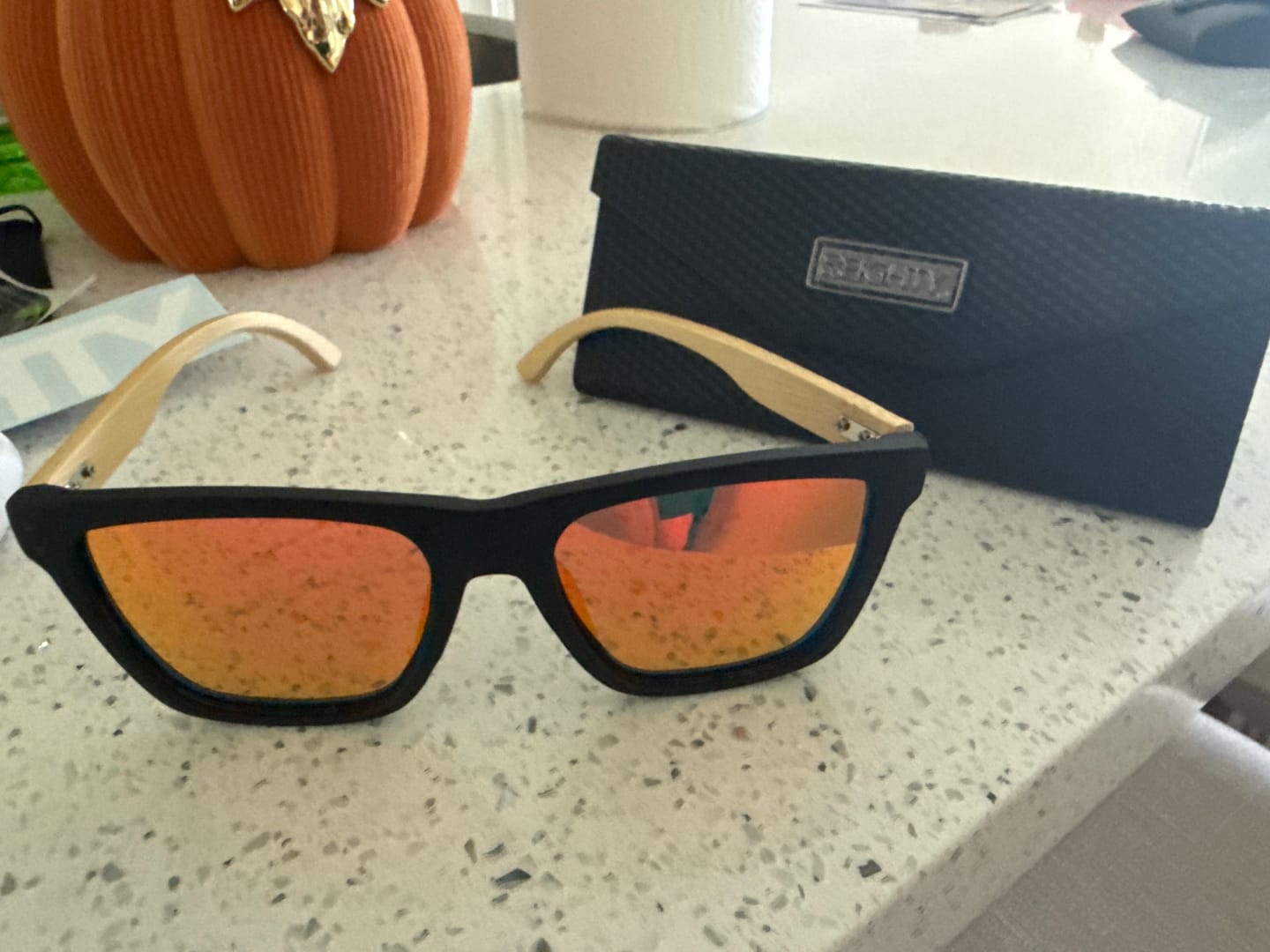 Customer photo review of 80Eighty® Polarized Bamboo Sunglasses - Red