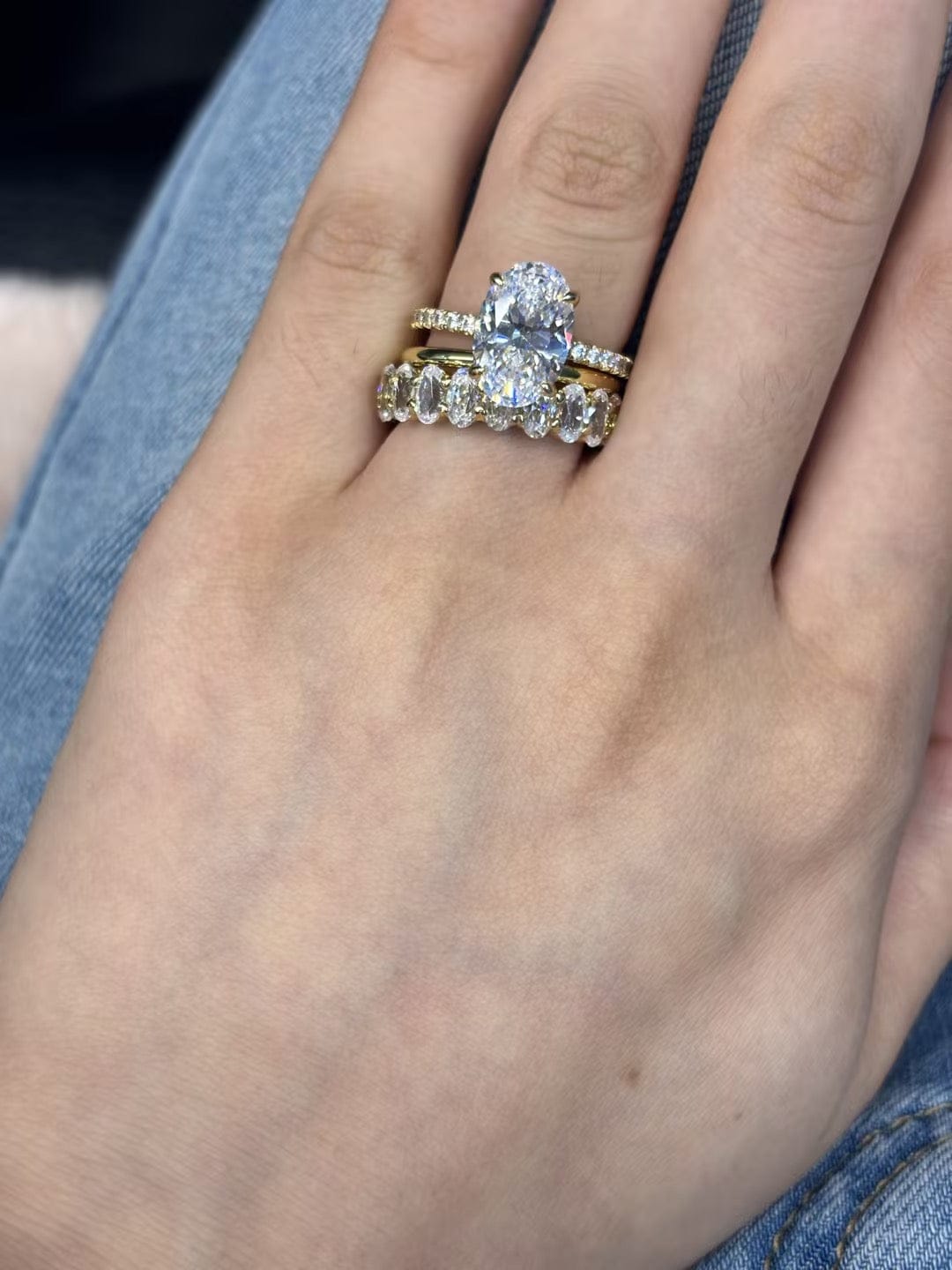 Customer photo review of S925 3PC 4.0Ct Oval Cut Wedding Ring Set Travel Ring For Her With Two Classic Wedding Bands