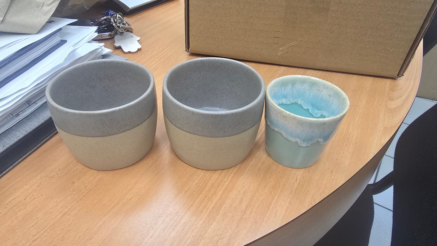 Customer photo review of כוסות אספרסו קרמיקה - סדרת ים