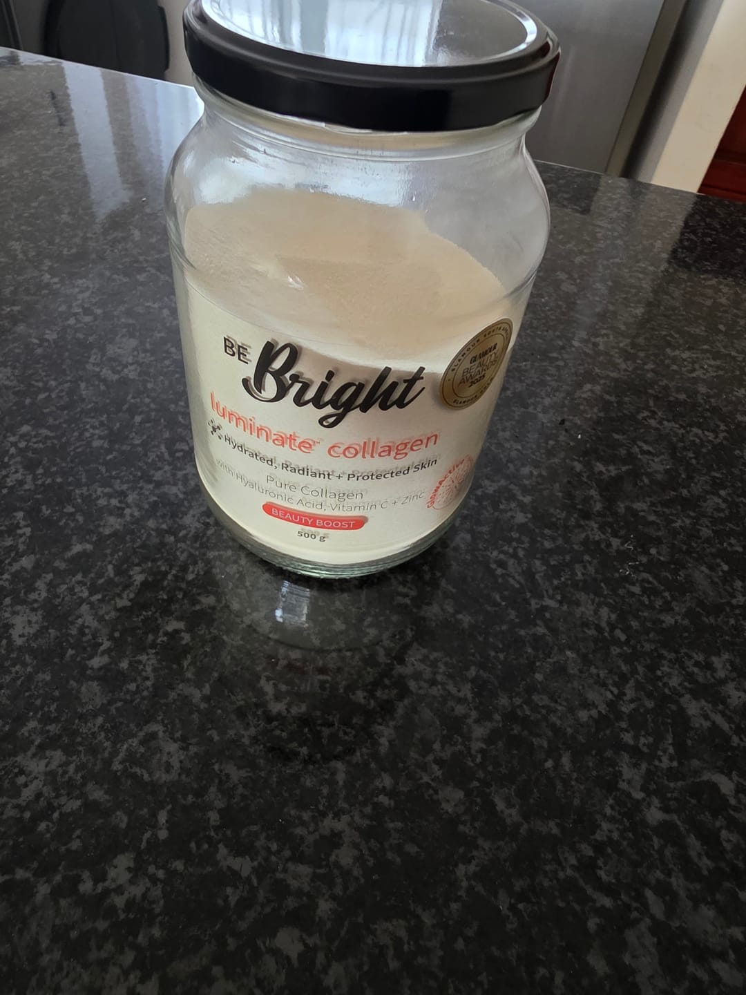 Customer photo review of Be Bright Luminate Collagen Powder Jar 500g - Hydrolyzed Collagen Supplement