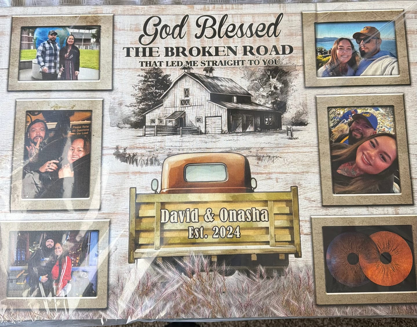 Customer photo review of Personalized Canvas Prints Custom Photo, Anniversary Gifts Family Photo, Memorial Photo Gifts, God Blessed Dem Canvas