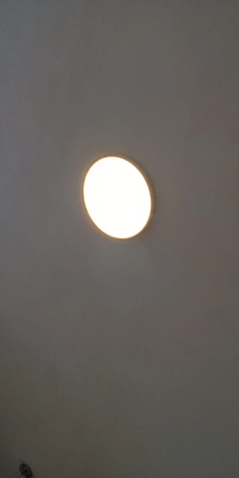 Customer photo review of Ceiling Light, Natural Rubberwood, Slim Flush Mount, Integrated LED