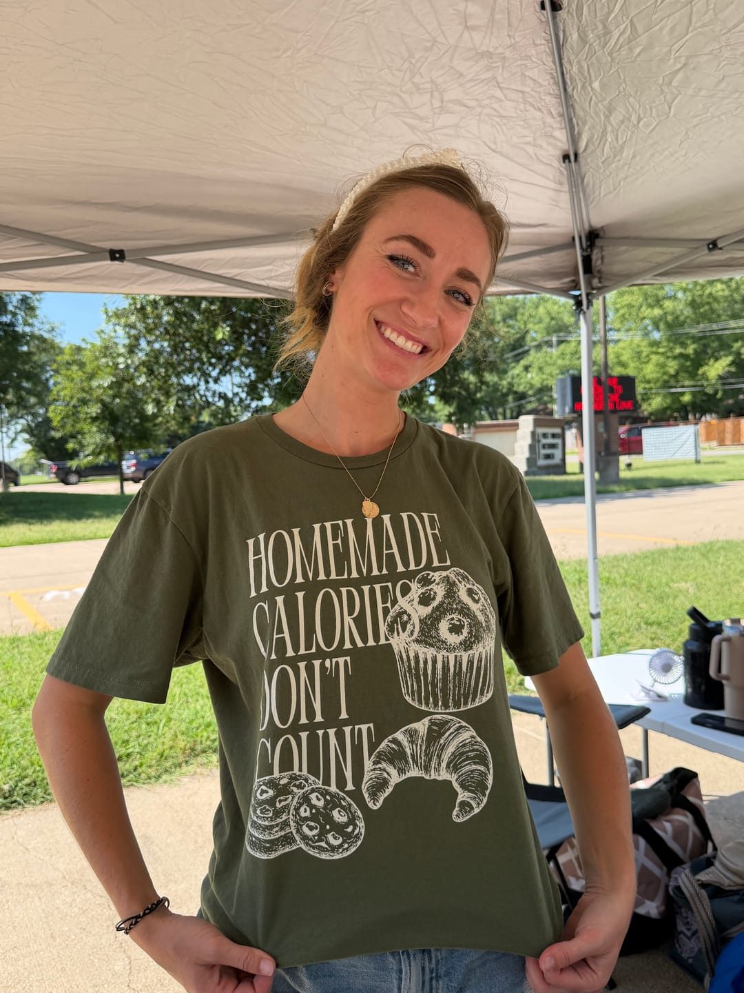 Customer photo review of Homemade Calories Don't Count Shirt | Funny Baking Graphic Tee
