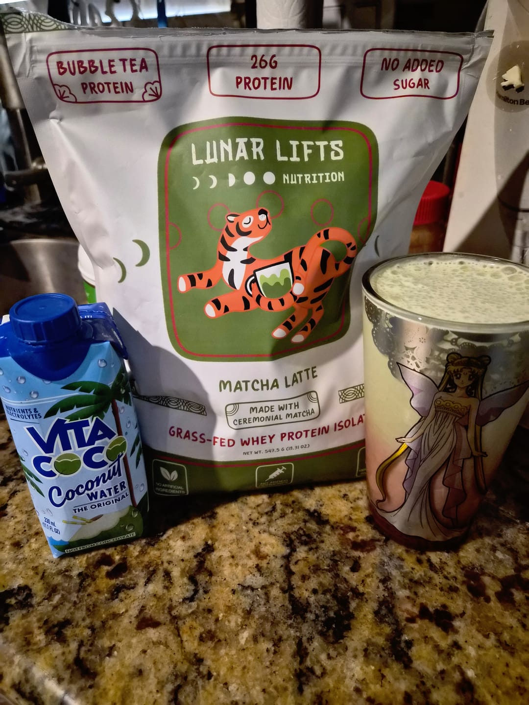 Customer photo review of Matcha Latte Whey Protein