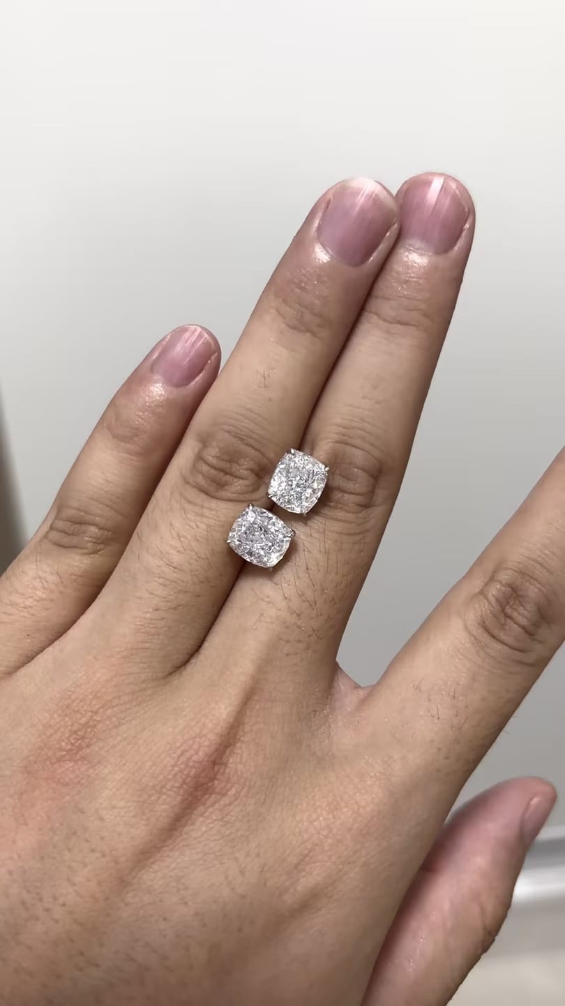 Customer photo review of S925 2.0Ct*2 Classic Cushion Cut Women's Stud Earrings In Sterling Silver For Everyday Wear