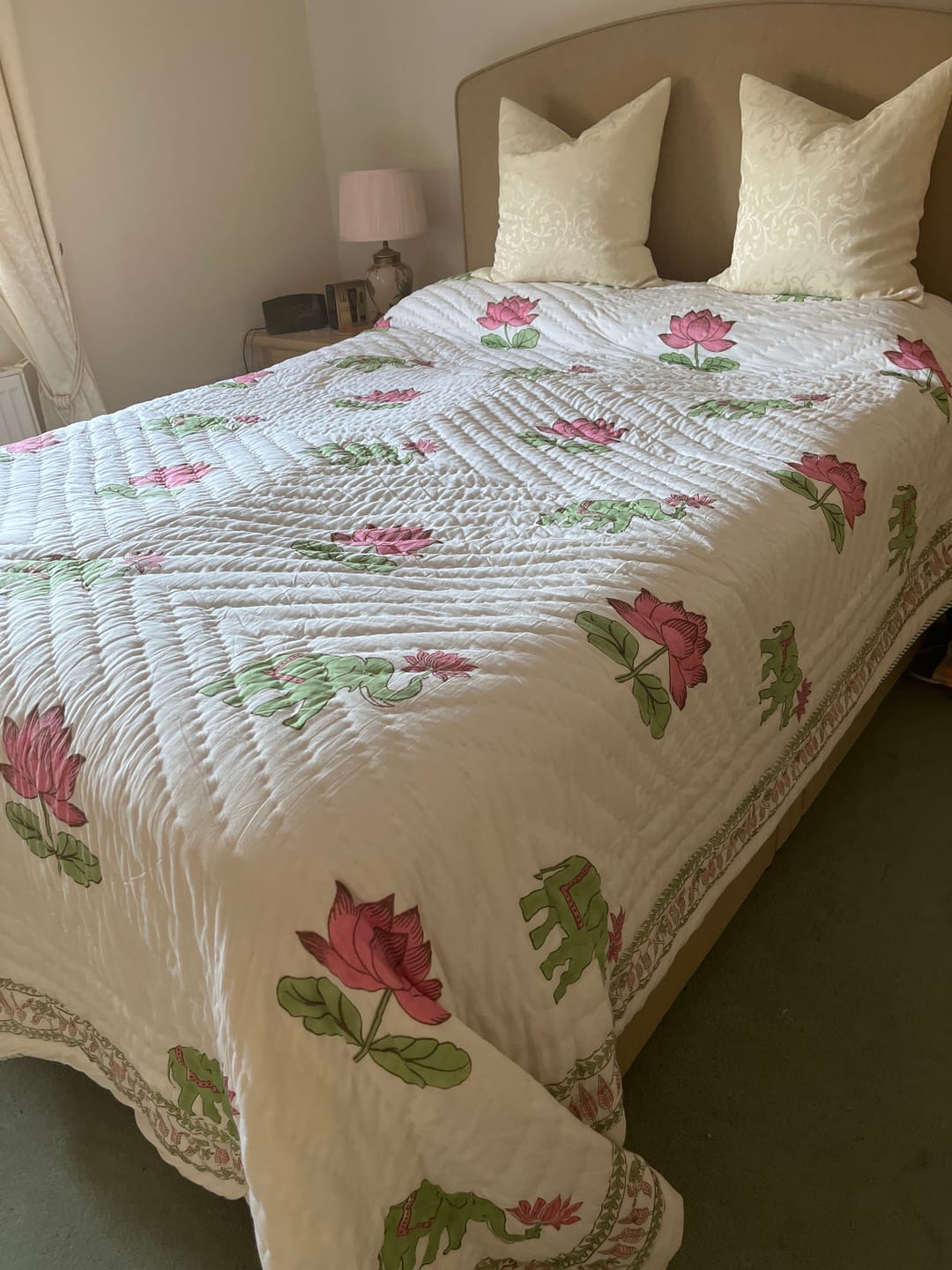 Customer photo review of Padma Handstitched Hand Block Printed Organic Cotton Quilt