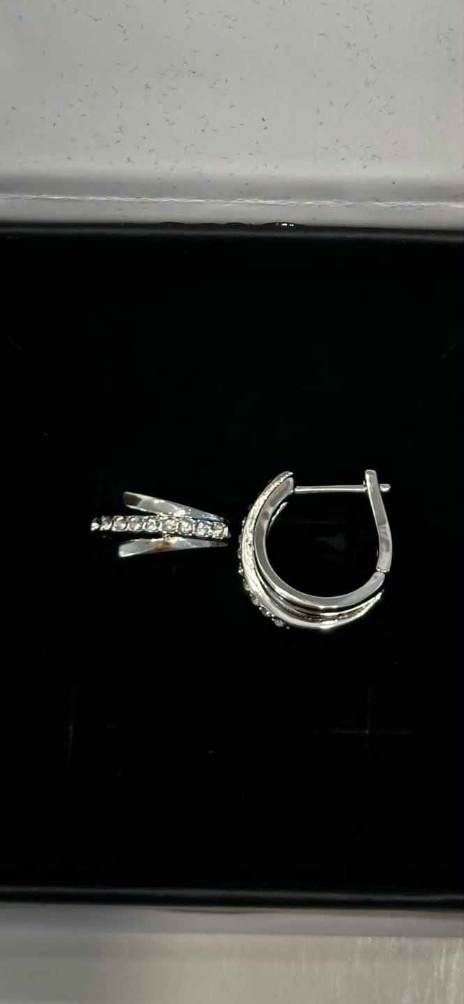 Customer photo review of Bella 18k White Gold Plated 17mm Hoop Earrings with Swarovski Crystals
