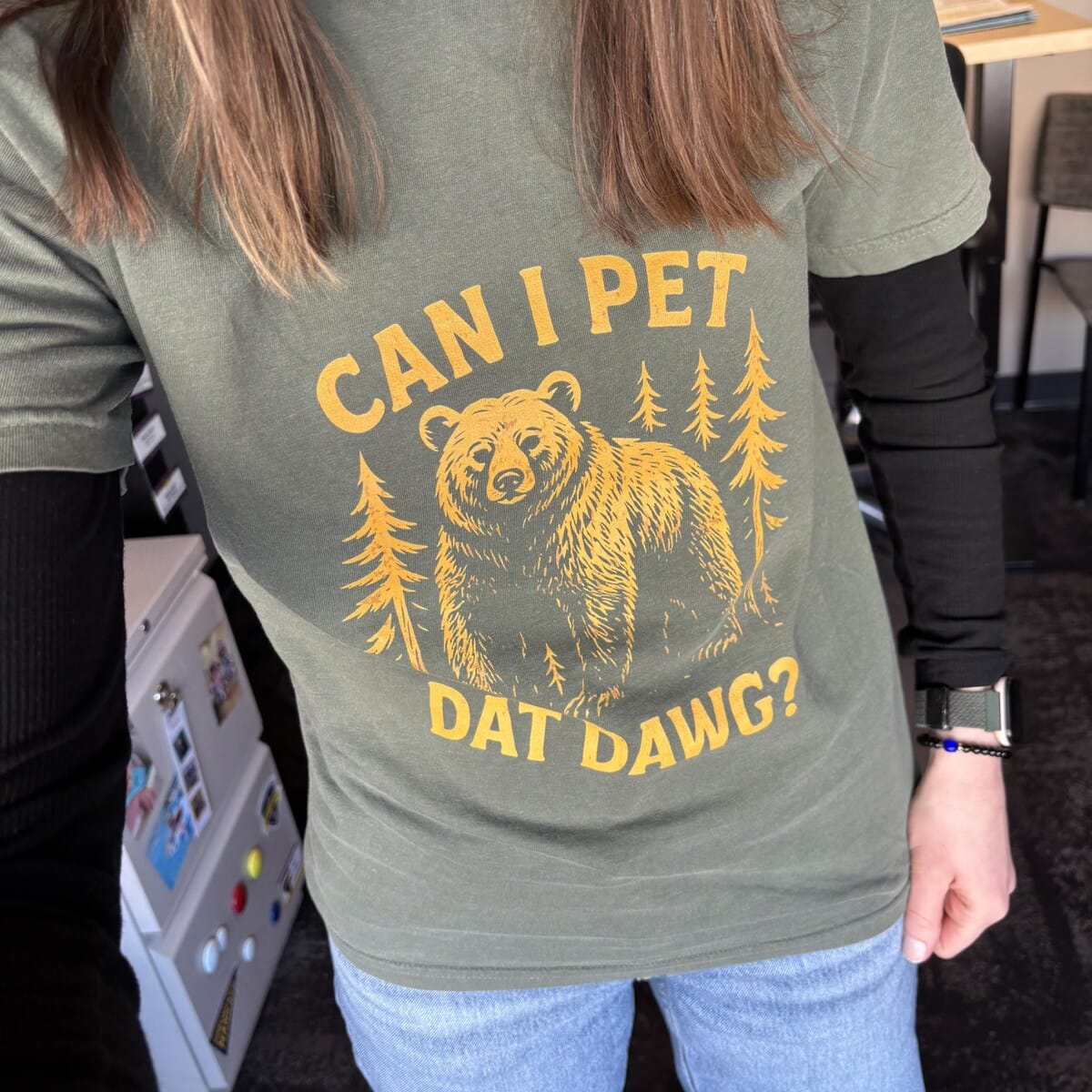 Customer photo review of Can I Pet Dat Dawg T-shirt