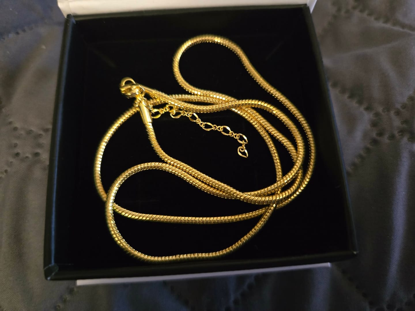 Customer photo review of Peyton 18k White Gold Plated Stacking Necklace Chain