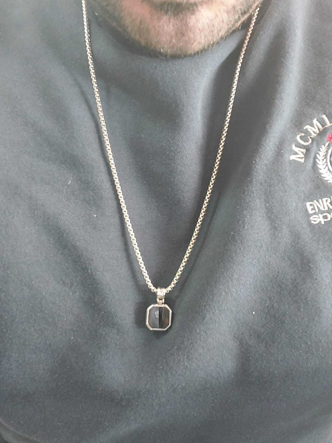Customer photo review of Onyx Square Necklace