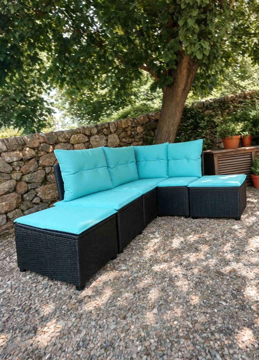 Customer photo review of PE Rattan 5-Piece Modular Garden Corner Sofa Set with Cushions | GardenCorner