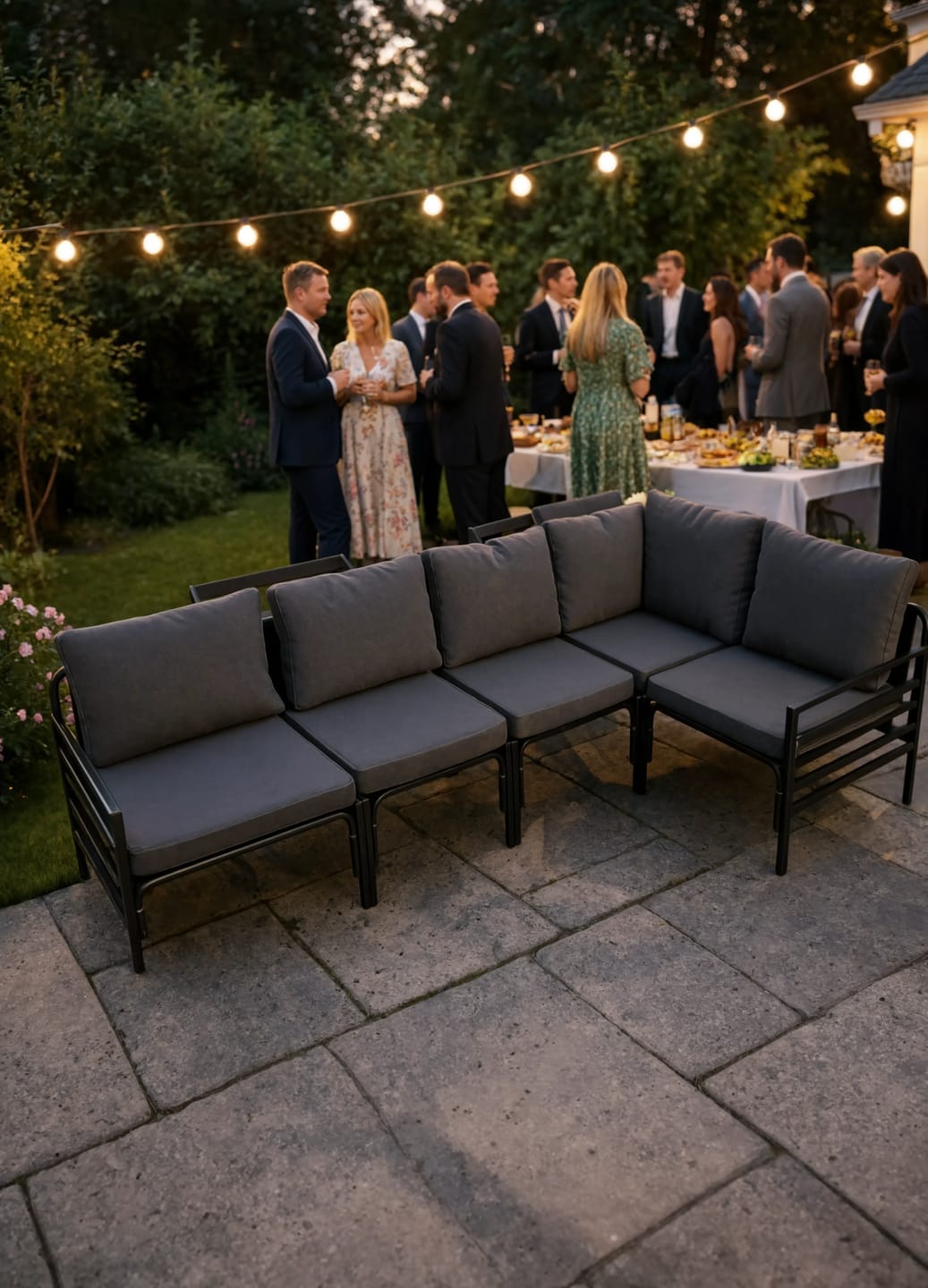 Customer photo review of Black Steel 5-Piece Modular Garden Corner Sofa Set with Cushions | GardenCorner