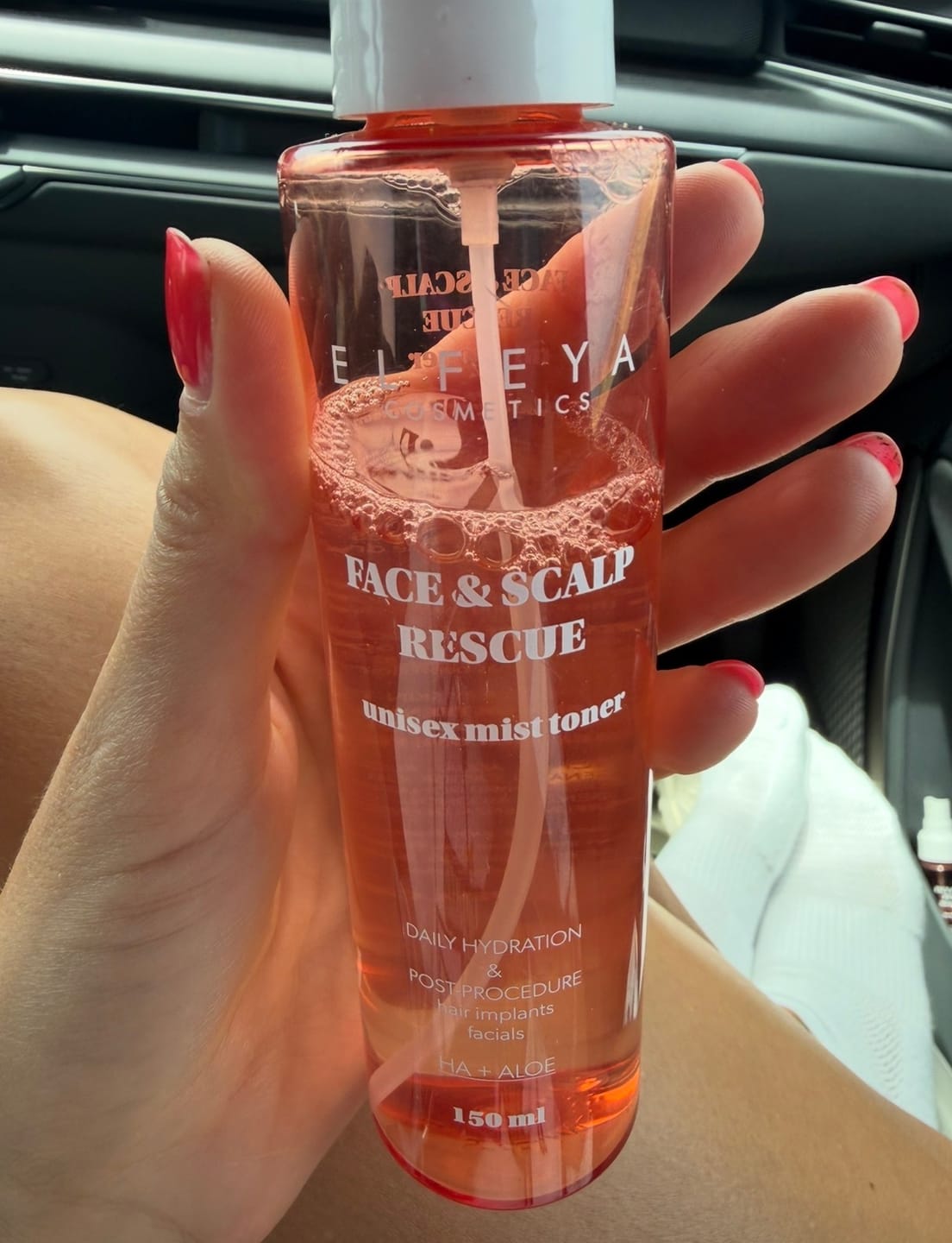 Customer photo review of Face & Scalp Rescue Mist Toner | Rose & Hyaluronic Acid