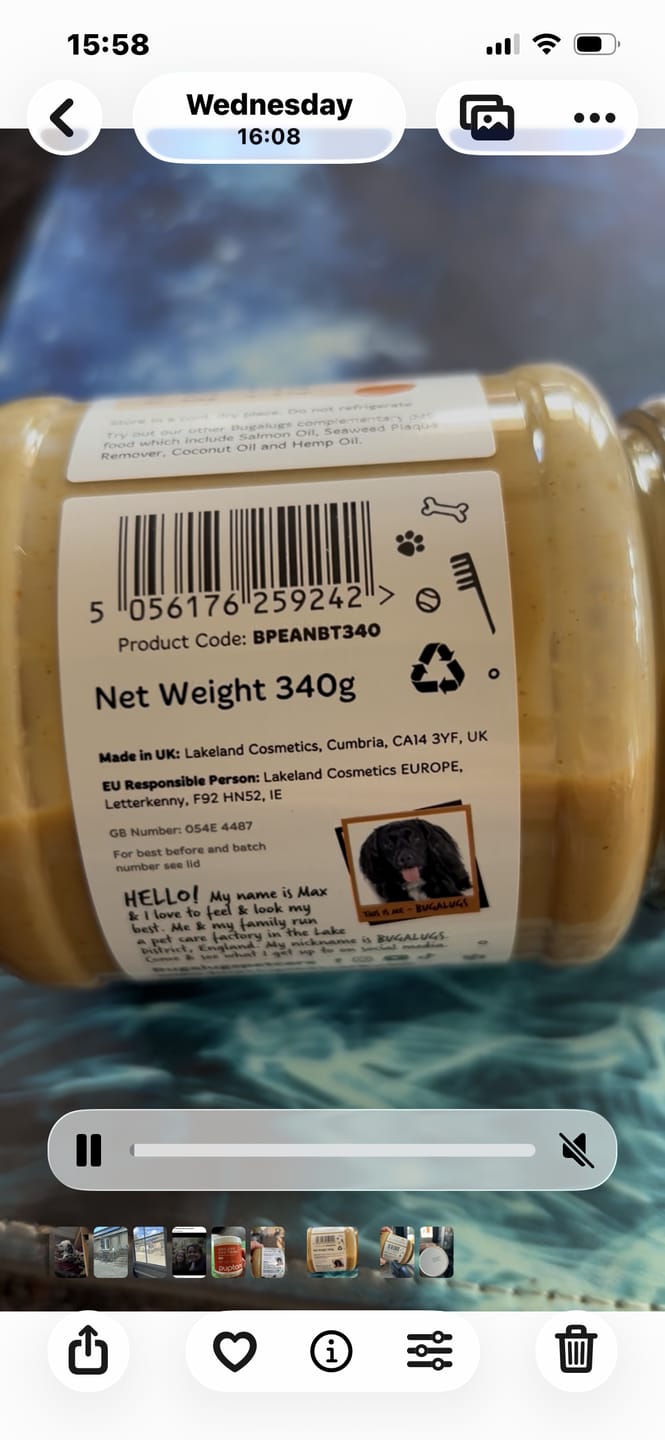 Customer photo review of 100% Natural Peanut Butter for Dogs