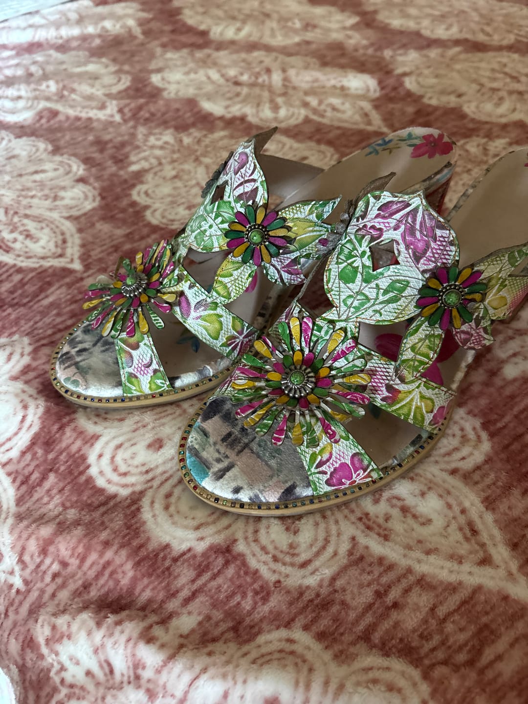 Customer photo review of Vibrant 3D Floral Cut-Out Sandals