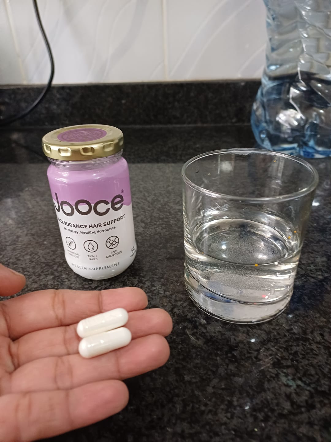 Customer photo review of JOOCE Locksurance Hormonal Hair Loss Support | Saw Palmetto