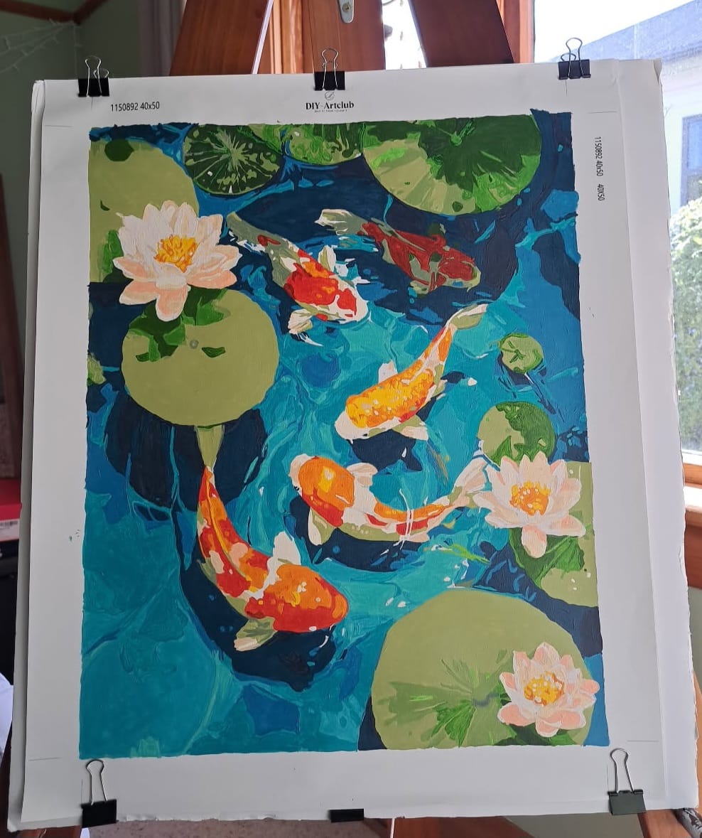 Customer photo review of Koi pond | Paint by Number