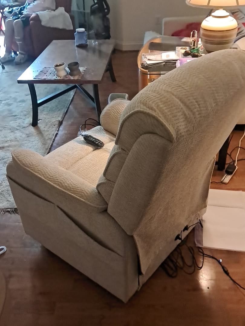 Customer photo review of 9188 Power Lift Recliner – Dual Motor, Lay Flat, Heat & Massage