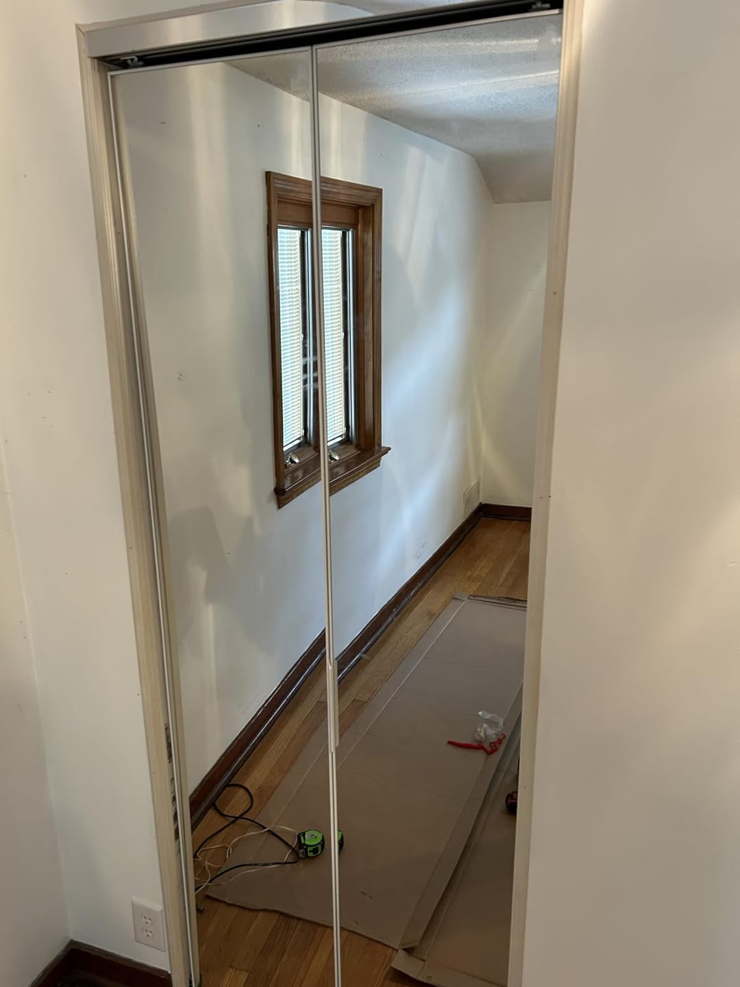 Customer photo review of TENONER Black Aluminum Frame Mirrored Interior Bi-Fold Closet Door for Bedroom, Laundry Room - Perfect for Dressing Design