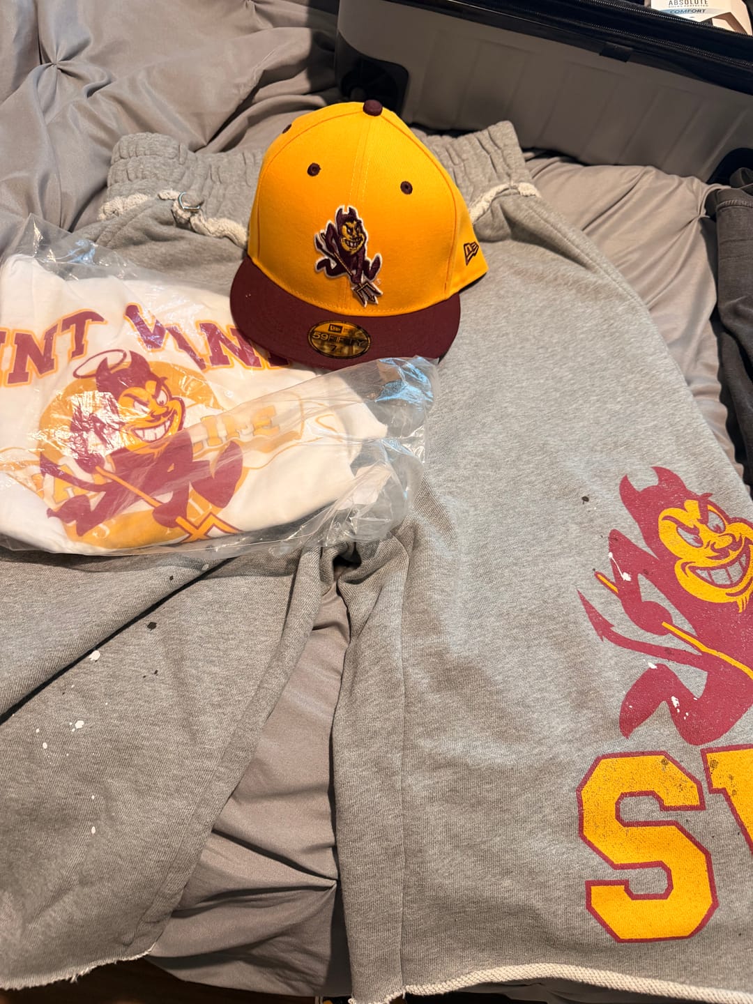 Customer photo review of Saint Vanity Sun Devil Long Shorts Grey Maroon