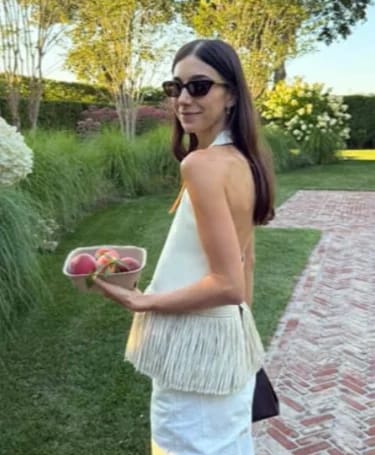 Customer photo review of Sierra Faux Leather Fringe Halter Top