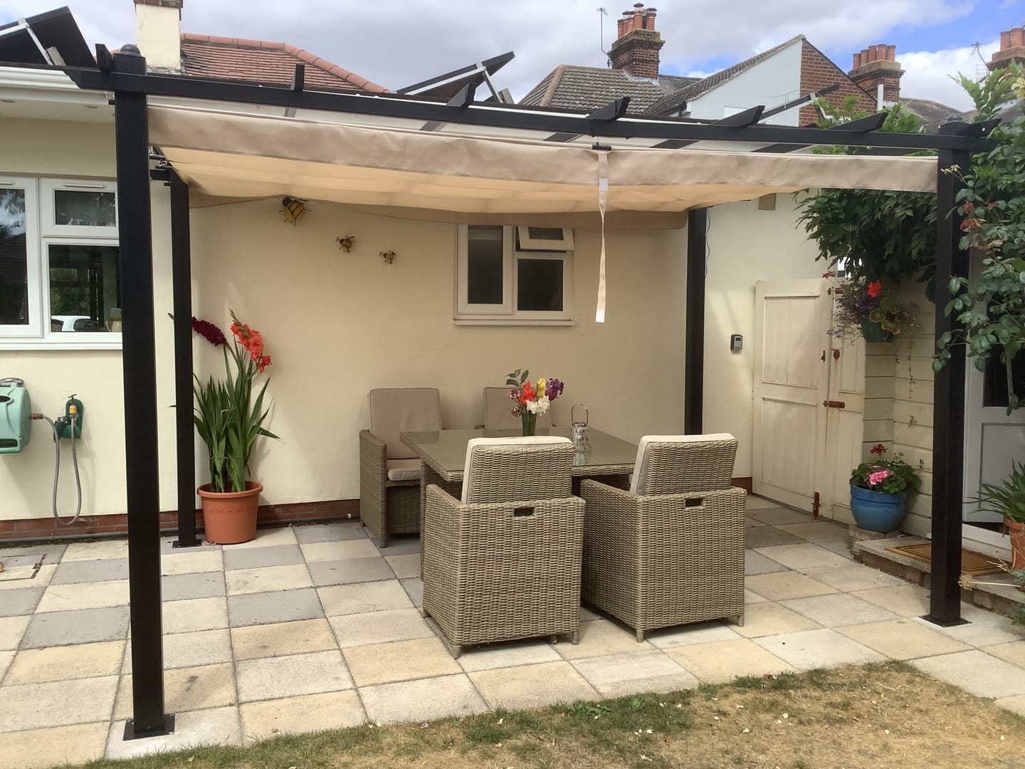Customer photo review of Glendale Seville Garden Gazebo with Retractable Canopy | Grey & Mocha | 3m x 3m & 4m x 3m