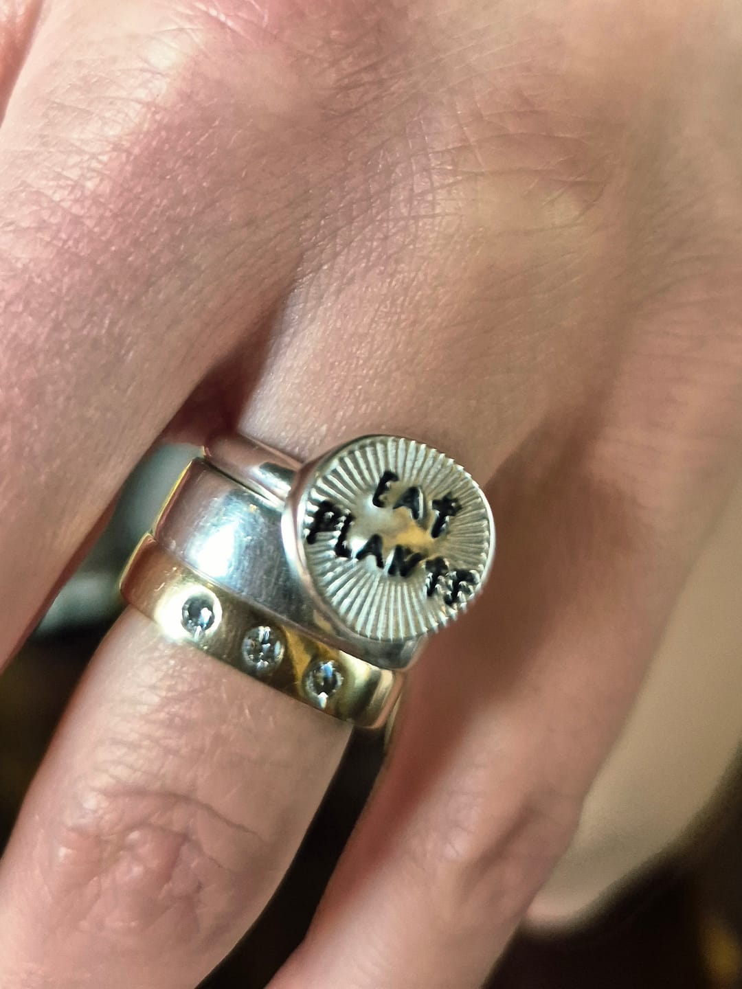 Customer photo review of Eat Plants | Silver Ring