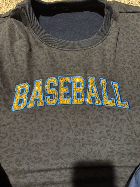 Customer photo review of Custom Sequin Baseball MAMA Sweatshirt Sports MAMA Sweatshirt – Personalized Glitter Letters Sweatshirt Vintage Style | Gifts for Sports Mom