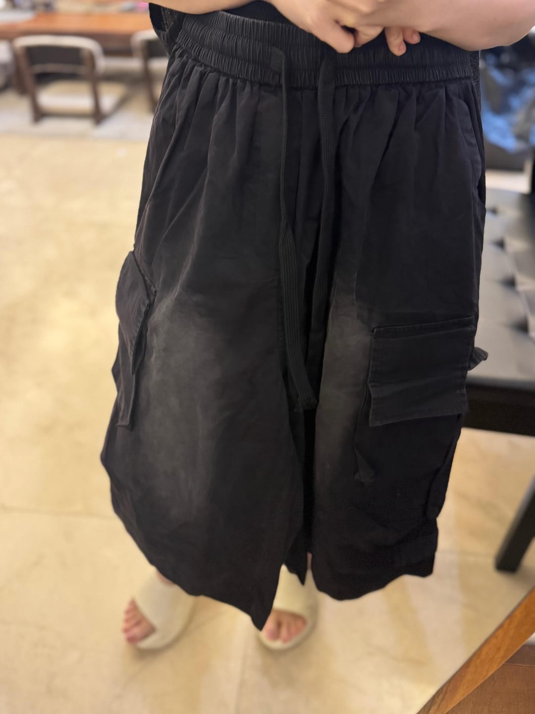 Customer photo review of The Worn-In Baggy Denim Capris