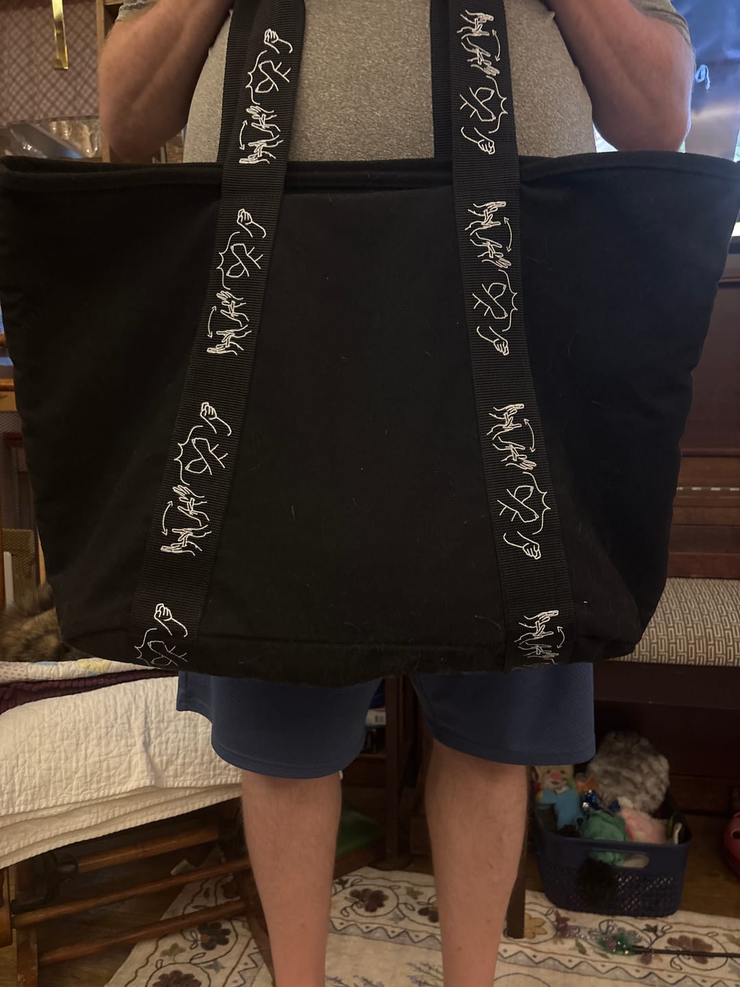 Customer photo review of JESUS LOVES YOU ASL TOTE BAG