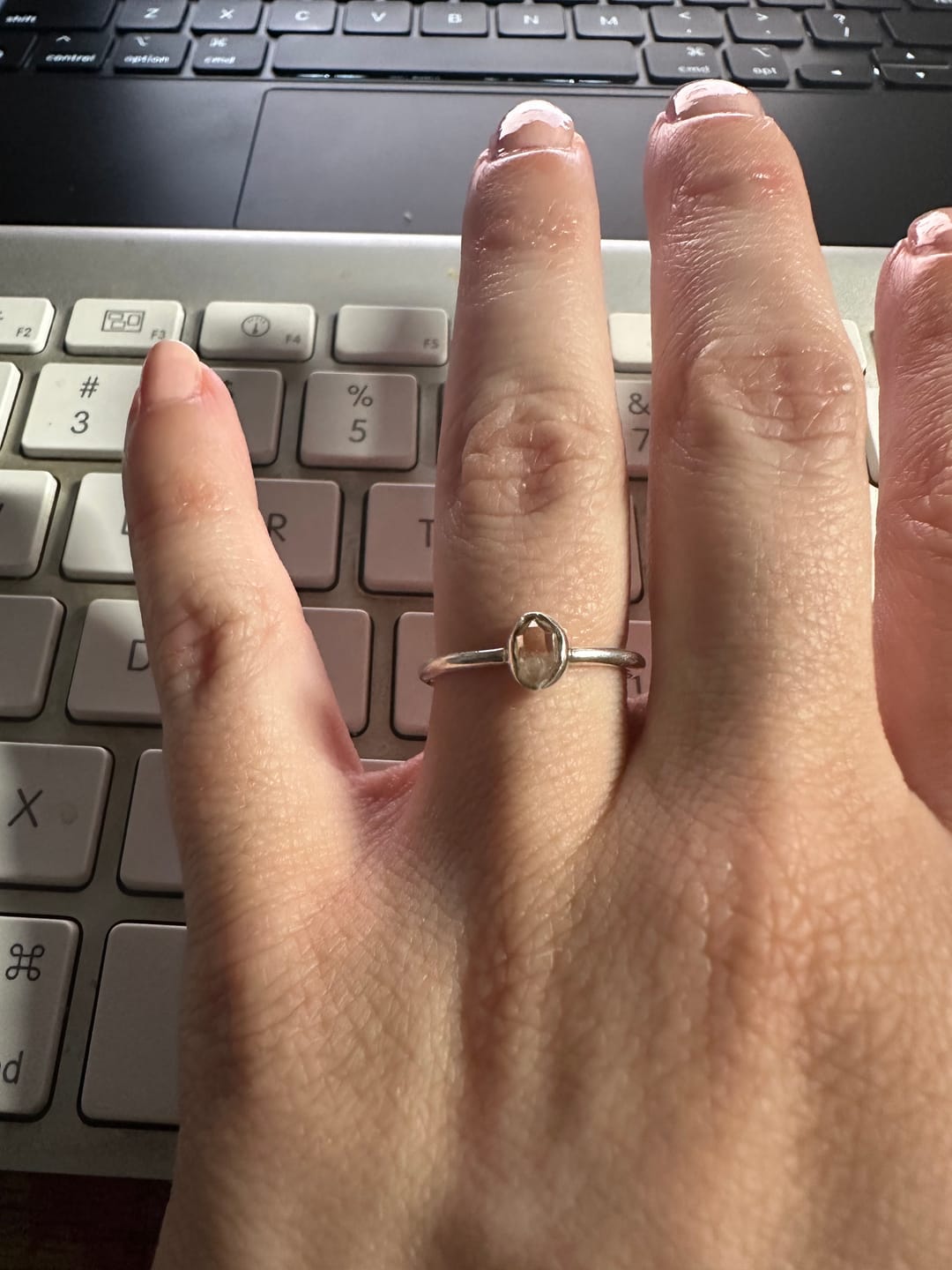 Customer photo review of Herkimer Diamond Freeform sterling silver Bezel Ring Natural Cut Gemstone