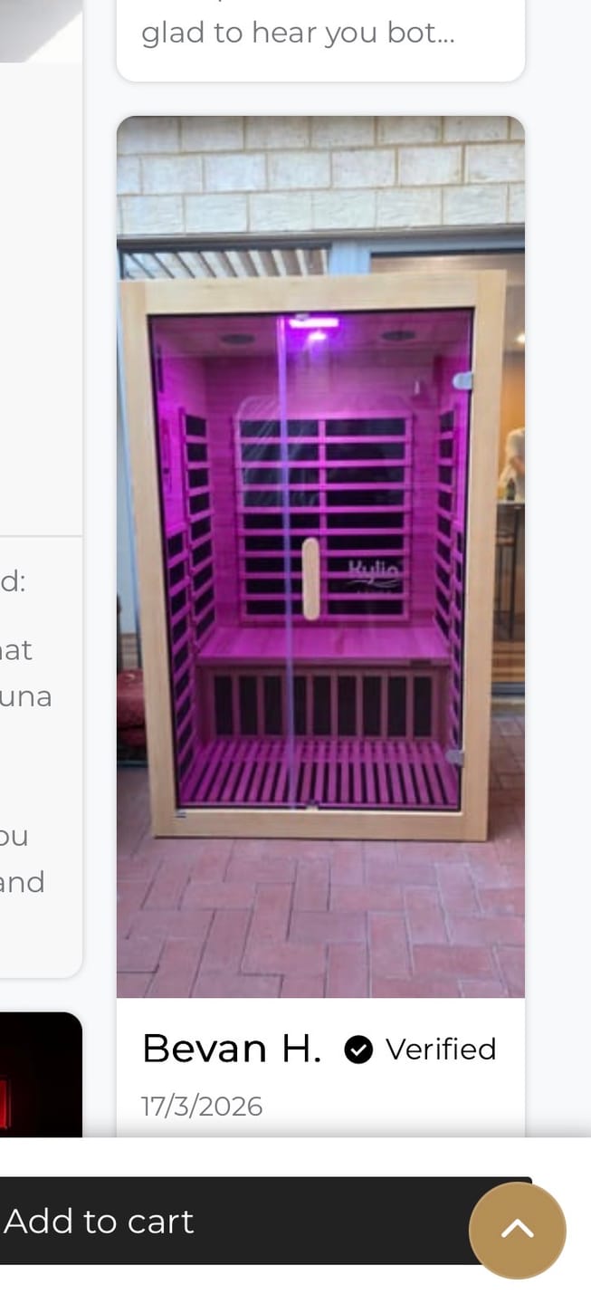 Customer photo review of Kylin Low EMF Carbon Infrared Sauna Room 2 Person H6203 (Floor Heater included)
