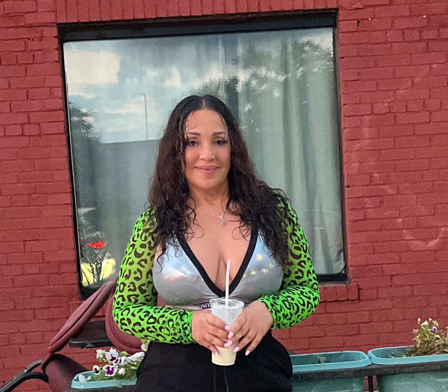 Customer photo review of Dale-Z Long Sleeve Mesh Crop Top