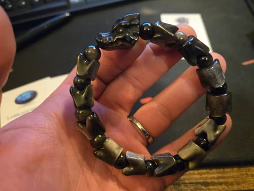Customer photo review of Silver Obsidian Dragon Head & Spine Bracelet 11.8-12mm