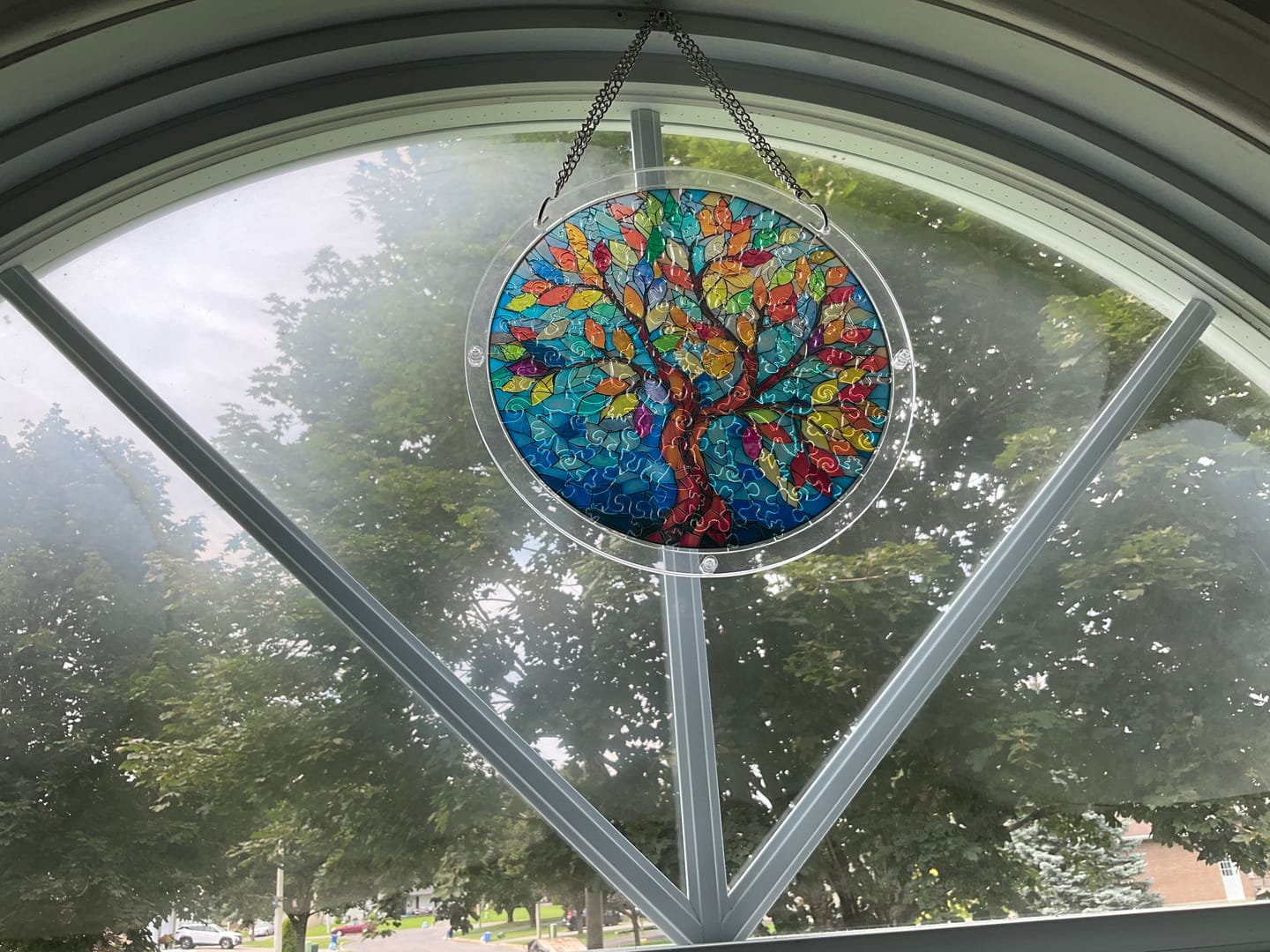 Customer photo review of Acrylic Jigsaw Puzzle Suncatcher - Tree of Radiant Glass