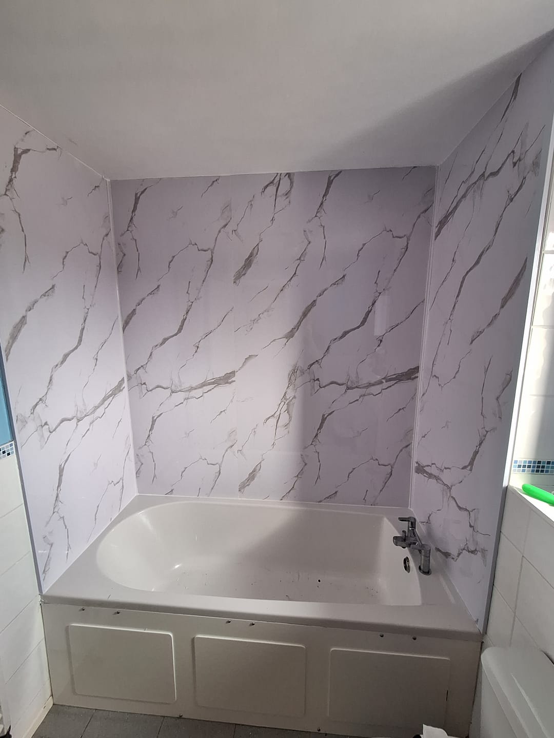 Customer photo review of Premium Carrara White Marble Gloss Shower Wall Panel - 1M x 2.4M