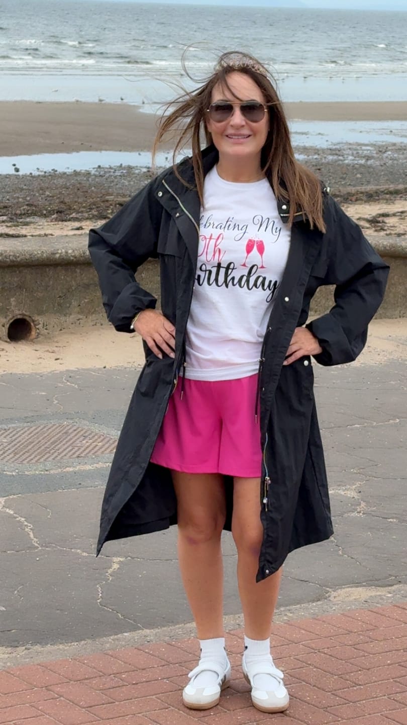 Customer photo review of Birthday Squad T-Shirts | Black Tee with Pink Print + Name Age