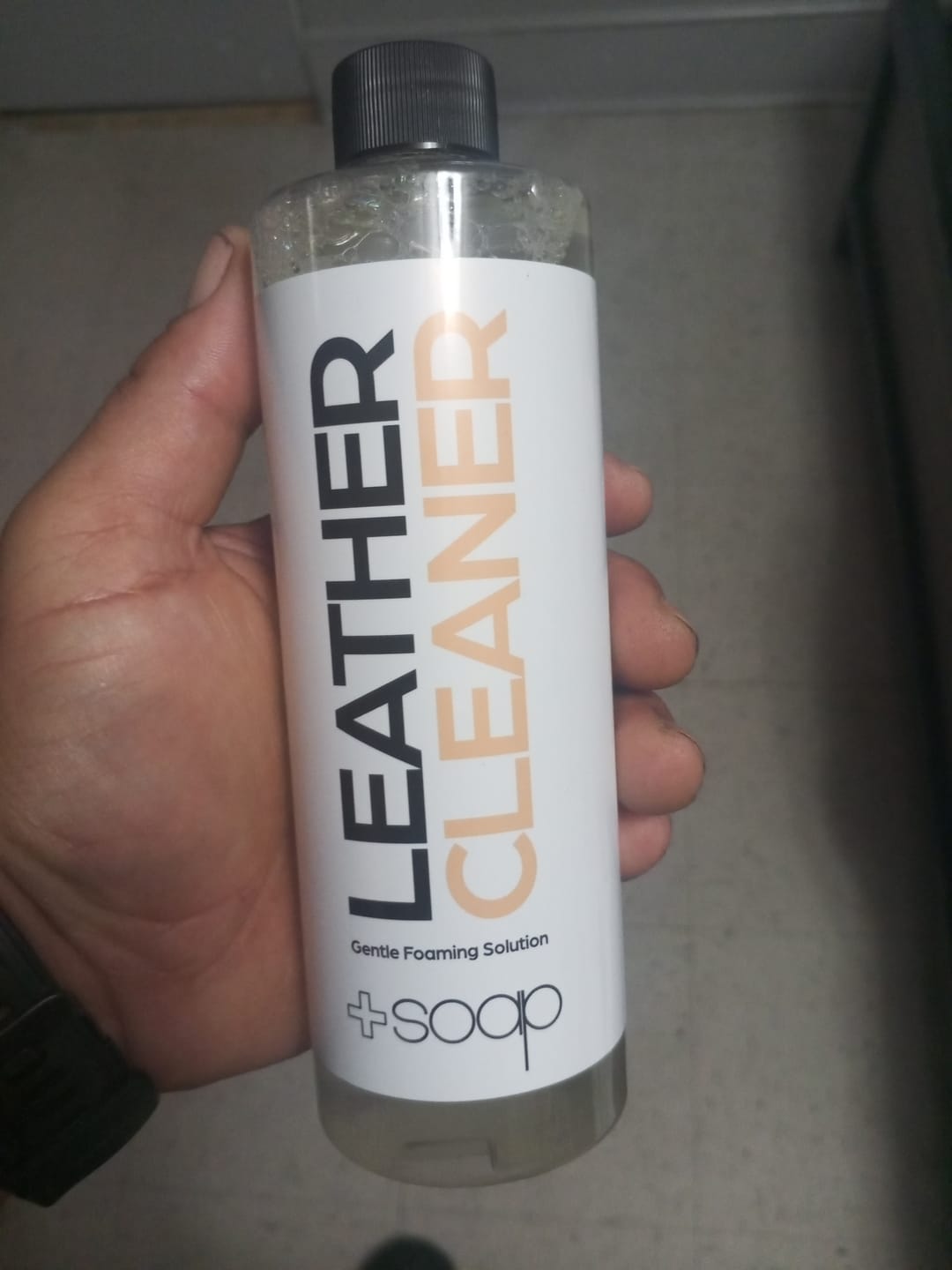Customer photo review of +Soap Leather Cleaner