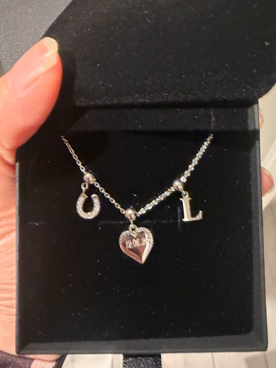 Customer photo review of L Classic Initial Charm Silver