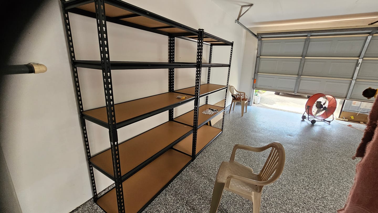 Customer photo review of Reibii 72"H x 48"W Garage Storage Shelves, 2650 lbs Heavy Duty Steel Shelving Rack, Adjustable Metal Shelves for Basement, Pantry & Utility Room