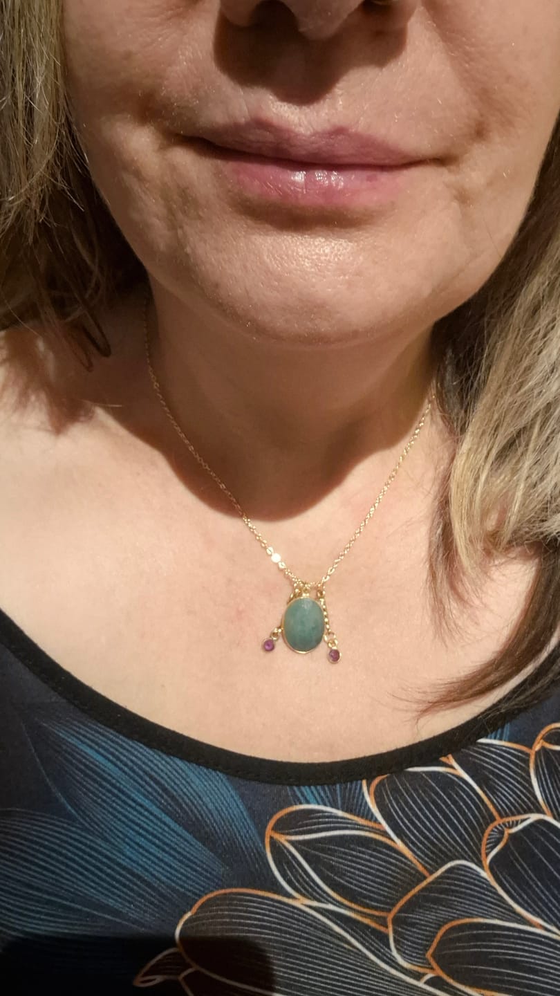 Customer photo review of Onde douce — Collier Amazonite, Pierre de lune & Améthyste