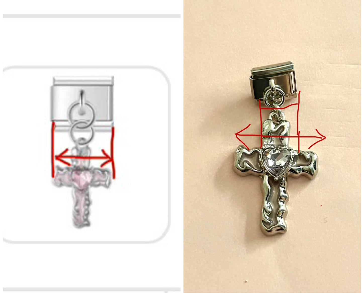 Customer photo review of Gem Heart Cross