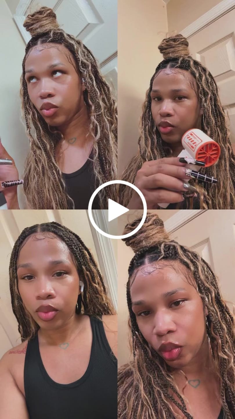 Customer video review of 36" Human Hair Boho Curls Swiss HD Lace Knotless Box Braided Wig Full Hand-tied - Human Baby Hair