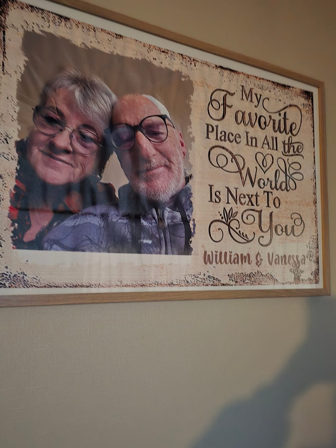 Customer photo review of Next To You Is One Of My Favorite Places To Be - Upload Image - Personalized Horizontal Poster