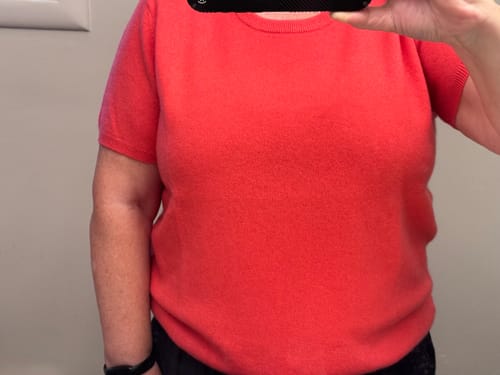 Customer photo review of Brand New Coral Pink Cashmere Crew Neck T-Shirt Large UK 16-18