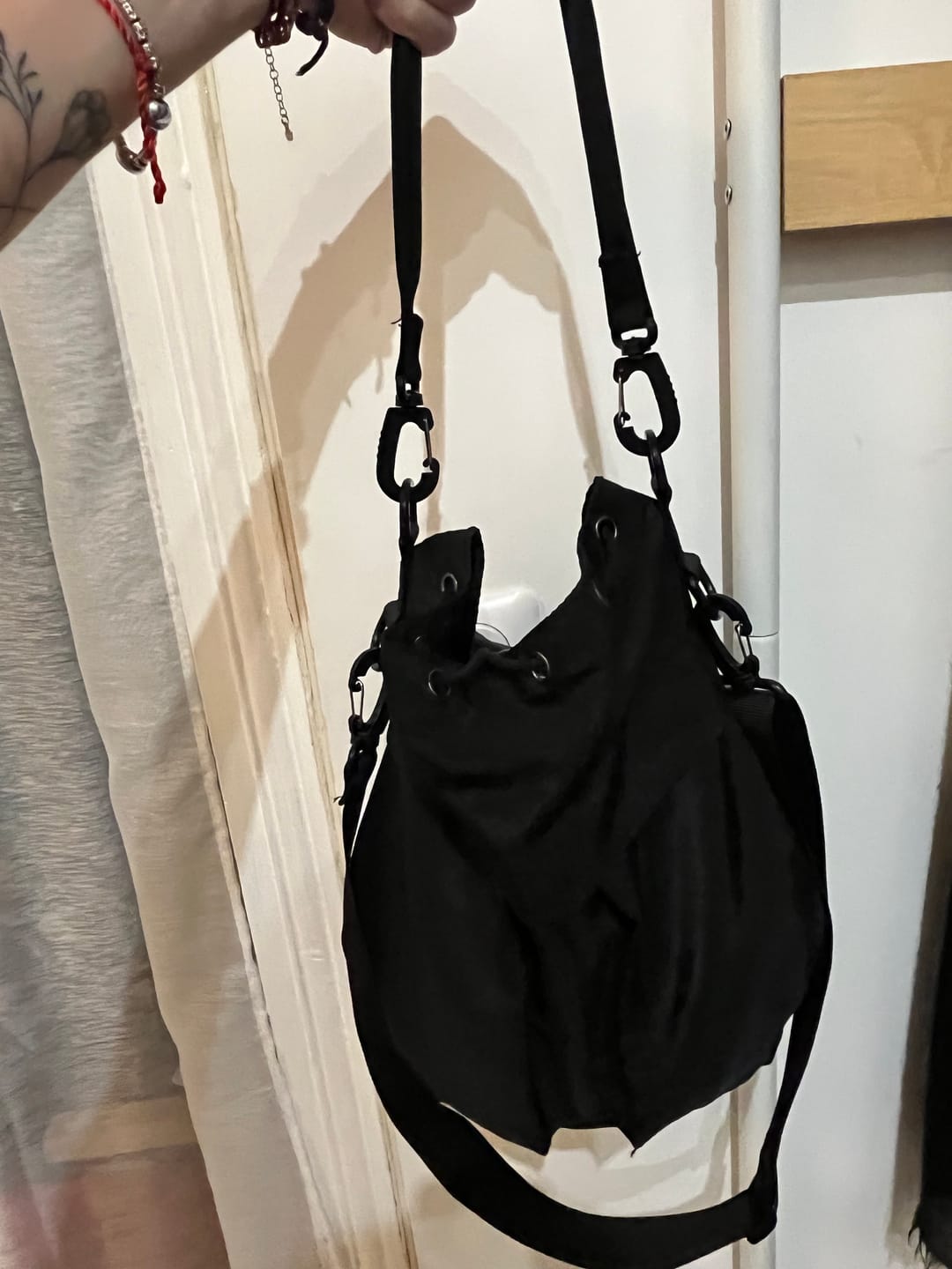 Customer photo review of Olives Nylon Drawstring Bag