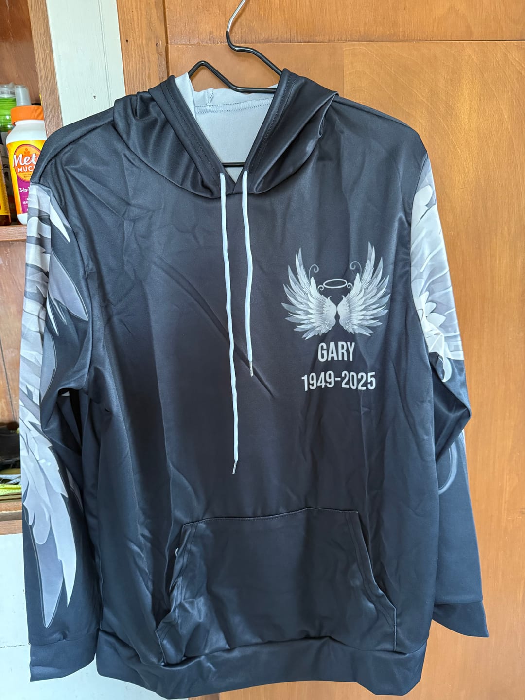 Customer photo review of Never Walk Alone My Love Walks With Me Personalized All Over Print Hoodie
